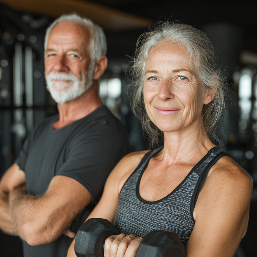 Активні дорослі займаються фітнесом